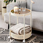 Movable Side Table Rolling Caster Wheels 2 Tier for Living Room