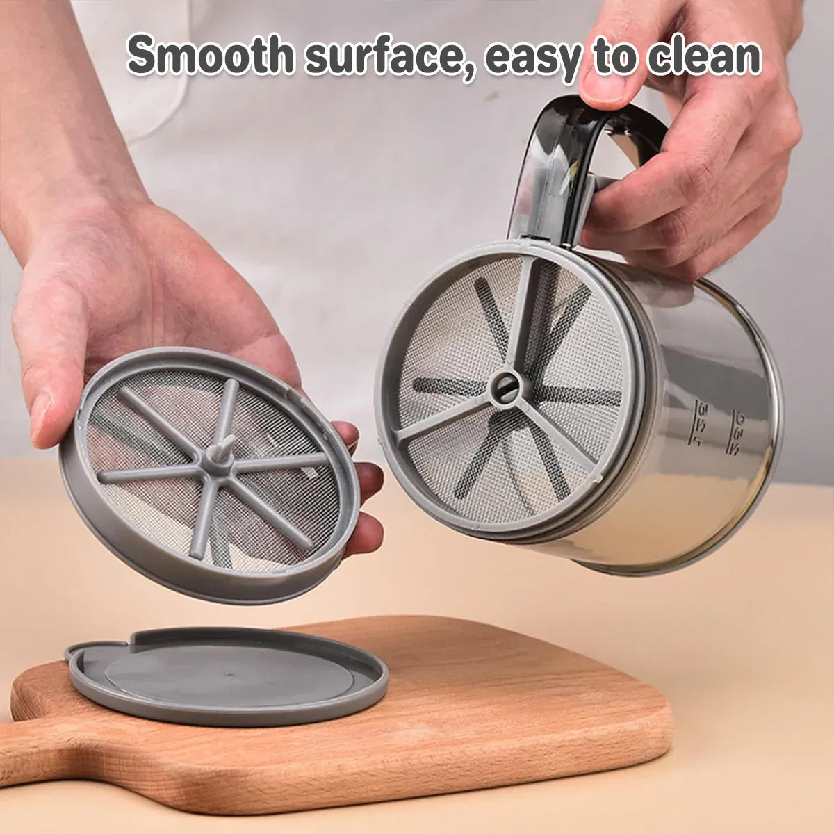 Semi Automatic Handheld Flour Sieve Fine Mesh Food Grade Baking Sifter