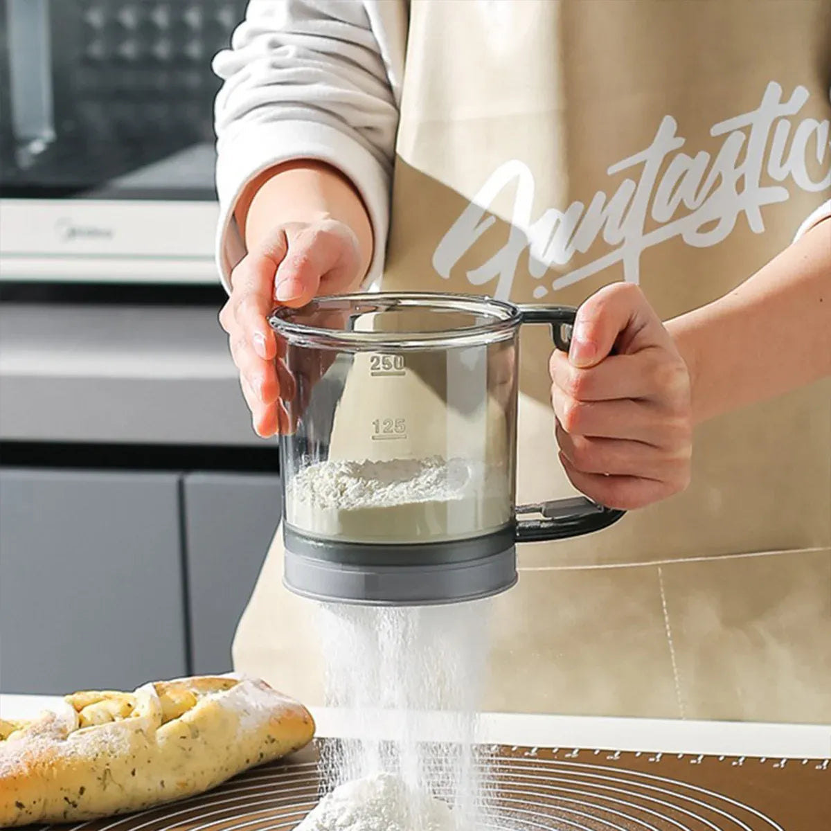 Semi Automatic Handheld Flour Sieve Fine Mesh Food Grade Baking Sifter