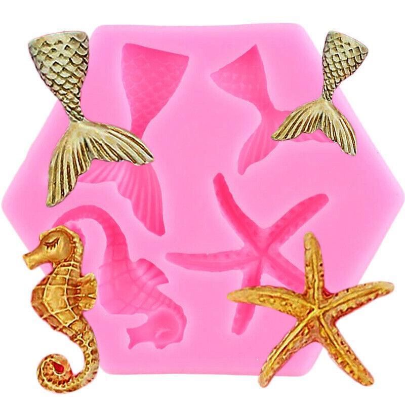 Mermaid Tail Sea Shell Silicone Cake Fondant Sugarcraft Mould Chocolate Mold - Mermaid Tail Large