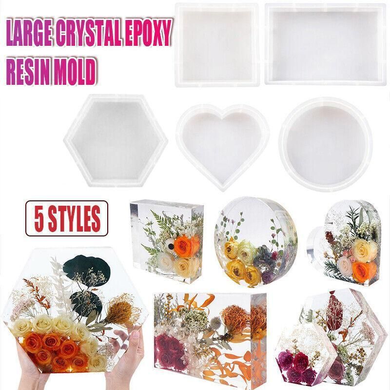 New Large Crystal Epoxy Resin Mould Geometry Cube Specimen Love Heart Round Mould - Rectangle