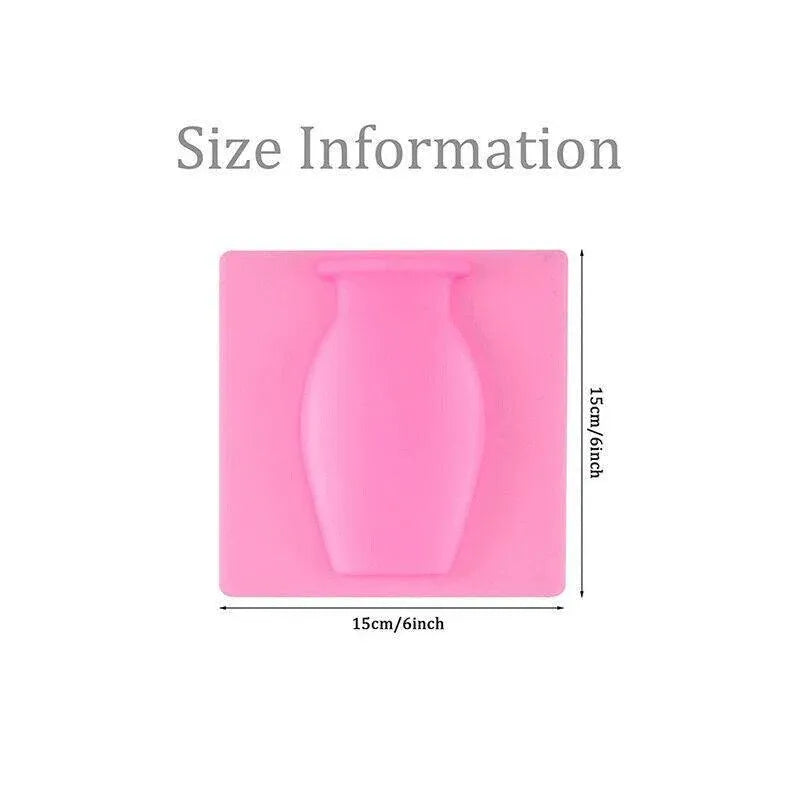 1PC Stick-On Silicone Vase Wall Sticker Reusable Window Flower Decal Pot Decor - Pink