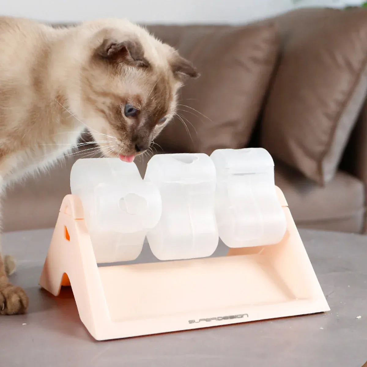 Cat Puzzle Feeder Toy Turntable Leaky Food Dispenser for Snacks Freeze Treats