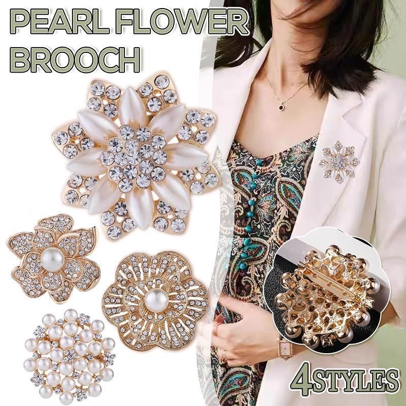 Fashion Women Crystal Simulated Pearl Brooch Pin Wedding Party Jewelry Decor - B07012