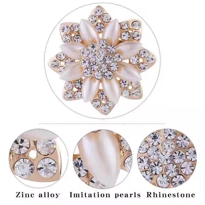 Fashion Women Crystal Simulated Pearl Brooch Pin Wedding Party Jewelry Decor - B07012