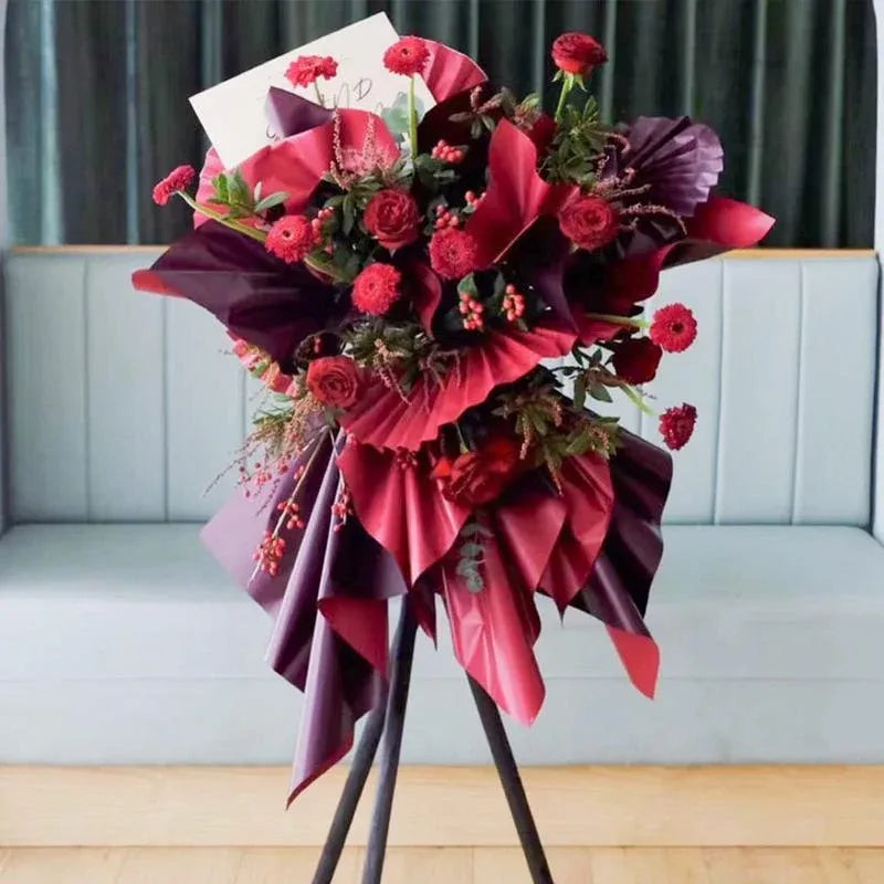 20PCS Plastic Waterproof Flower Gift Wrapping Paper Florist Bouquet Packaging - Red+Wine Red