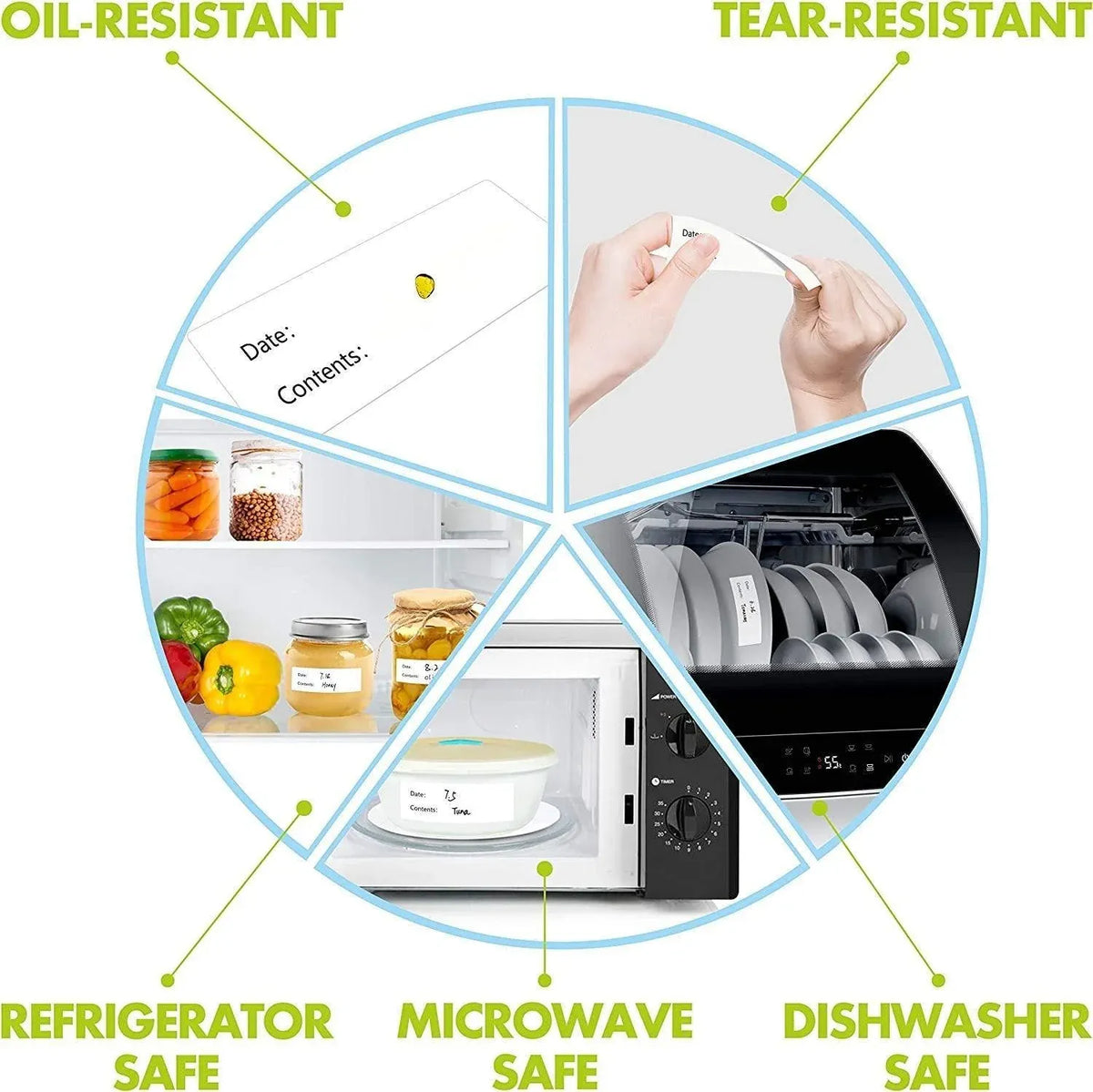 500PCS Kitchen Stickers Refrigerator Freezer Food Storage Date Content Labels