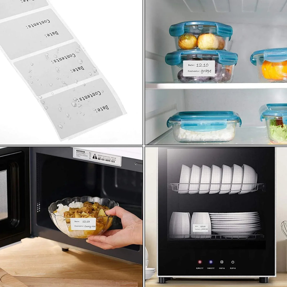 500PCS Kitchen Stickers Refrigerator Freezer Food Storage Date Content Labels