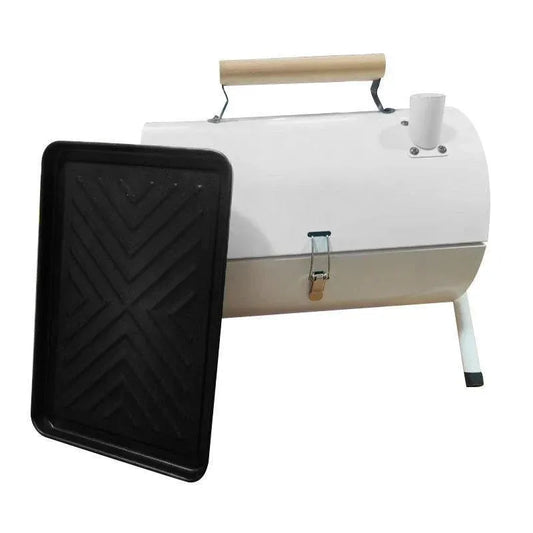 Grillz Charcoal BBQ Portable Grill Camping Barbecue Outdoor Cooking Smoker - White
