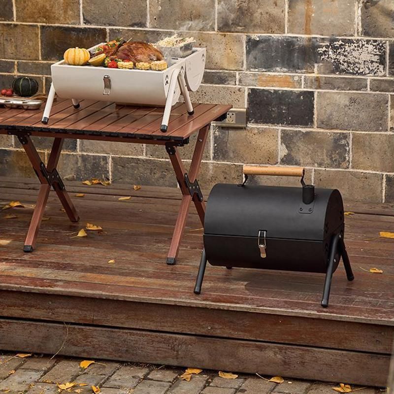Grillz Charcoal BBQ Portable Grill Camping Barbecue Outdoor Cooking Smoker - White