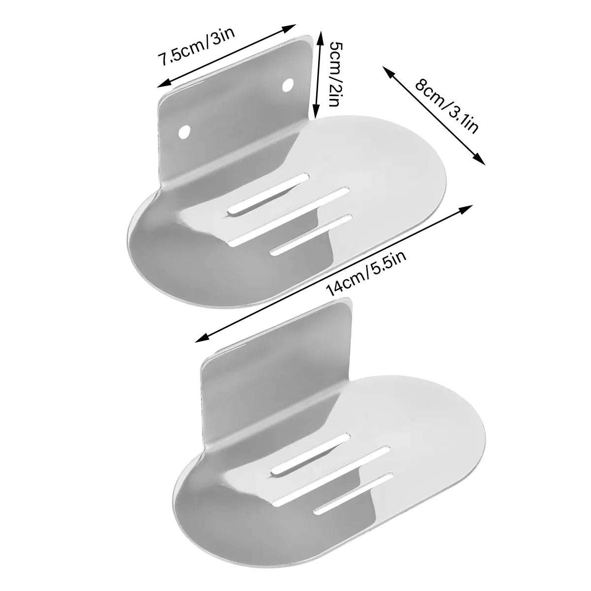 Stainless Steel Soap Dish Bathroom Soap Box Wall Mounted Rack Hanger for Shower - Punch type