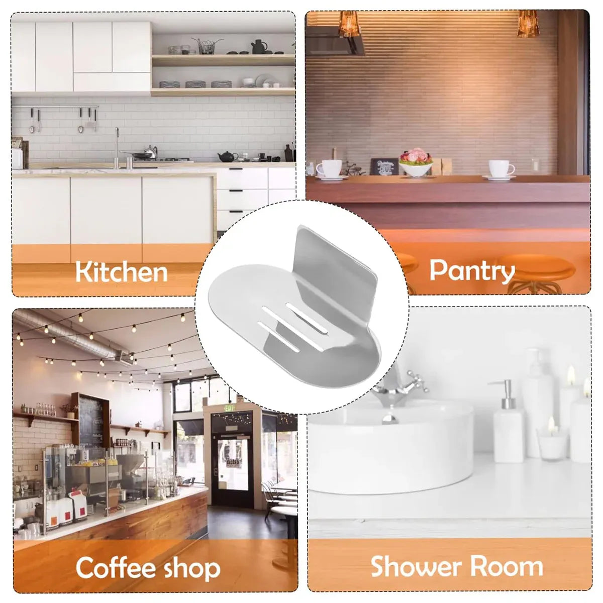 Stainless Steel Soap Dish Bathroom Soap Box Wall Mounted Rack Hanger for Shower - Punch type