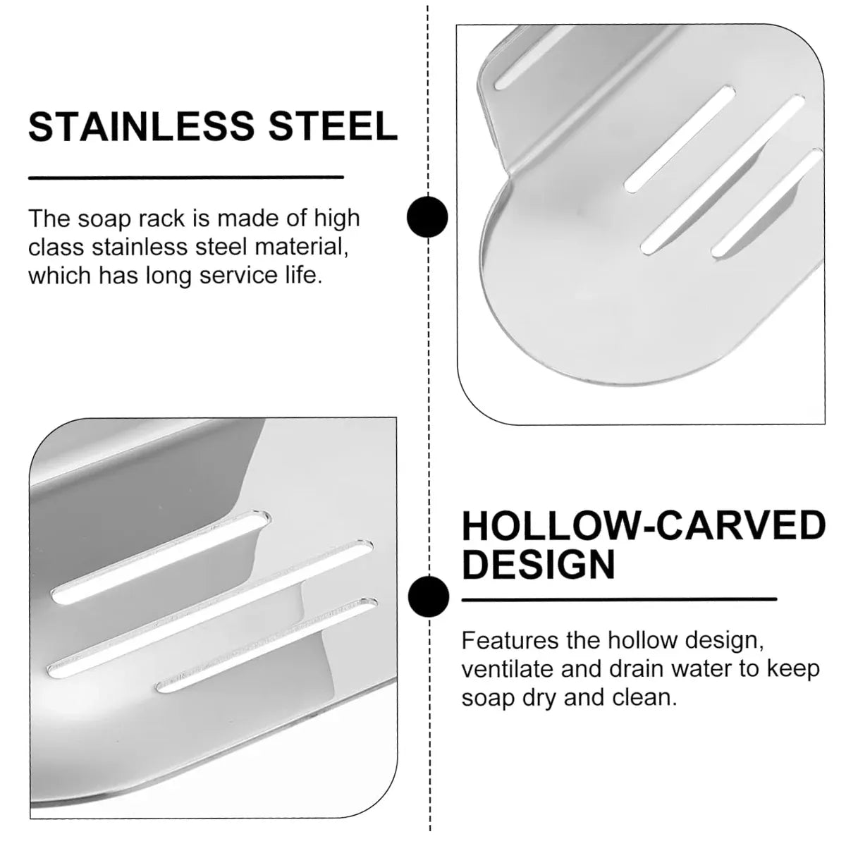 Stainless Steel Soap Dish Bathroom Soap Box Wall Mounted Rack Hanger for Shower - Punch type