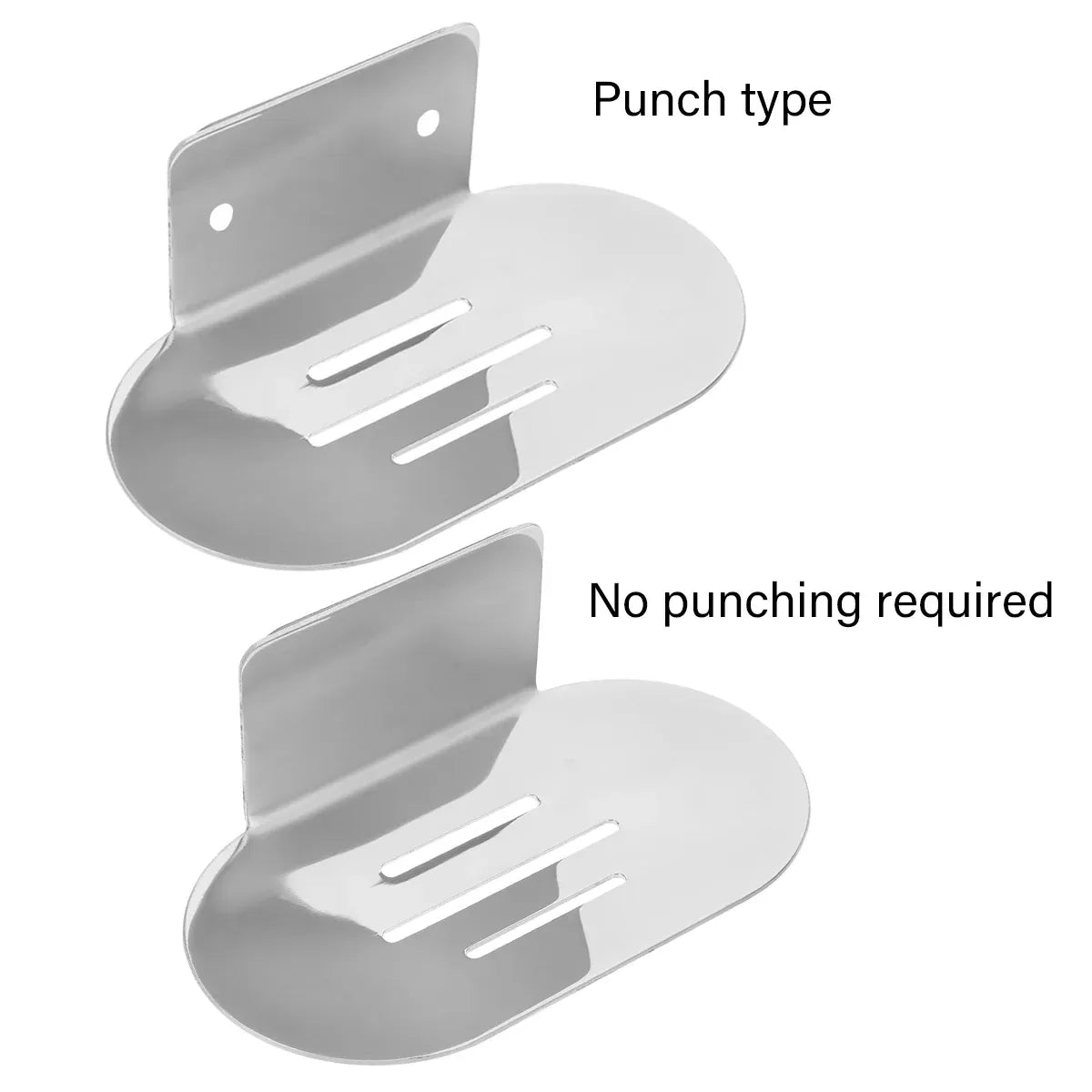Stainless Steel Soap Dish Bathroom Soap Box Wall Mounted Rack Hanger for Shower - Punch type