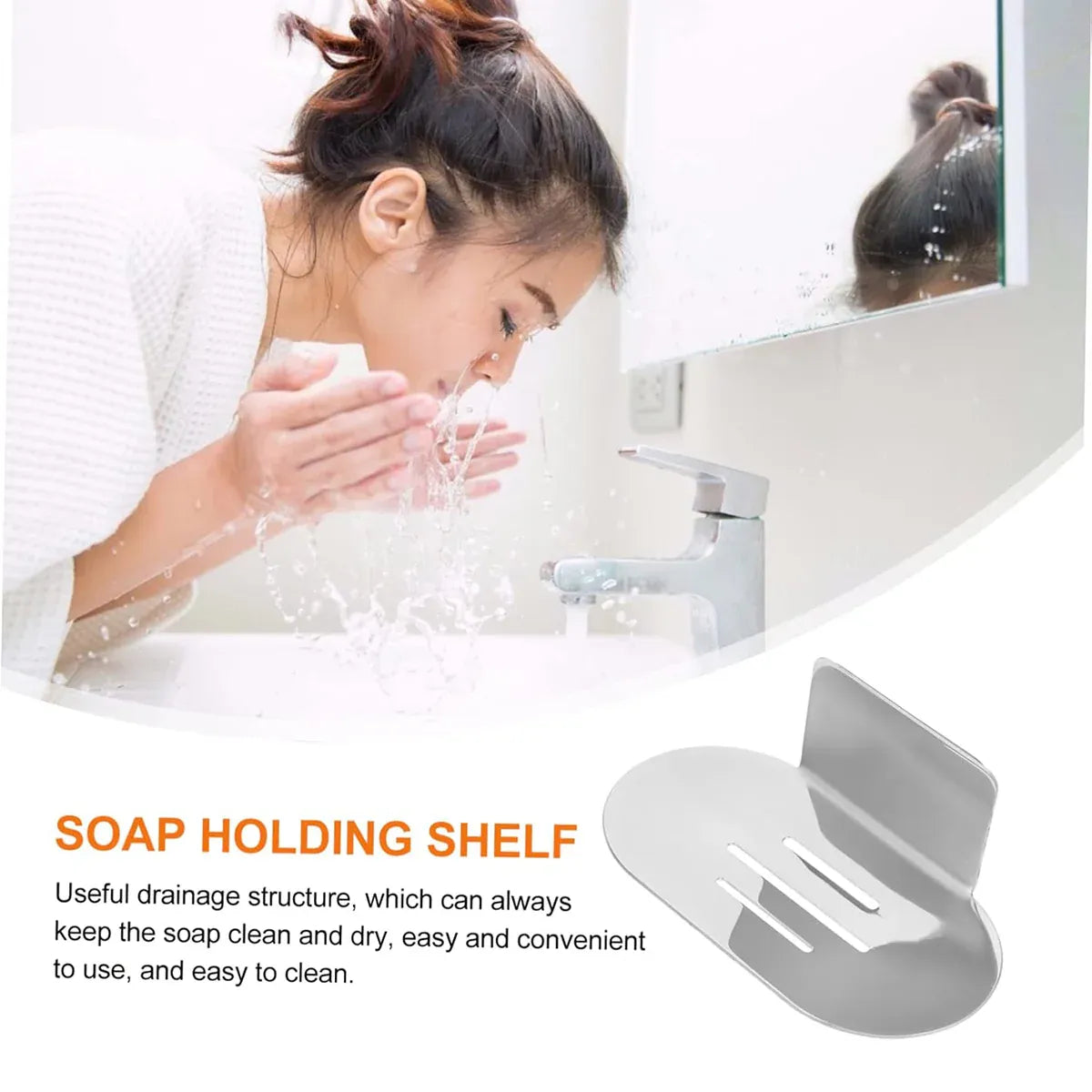 Stainless Steel Soap Dish Bathroom Soap Box Wall Mounted Rack Hanger for Shower - Punch type