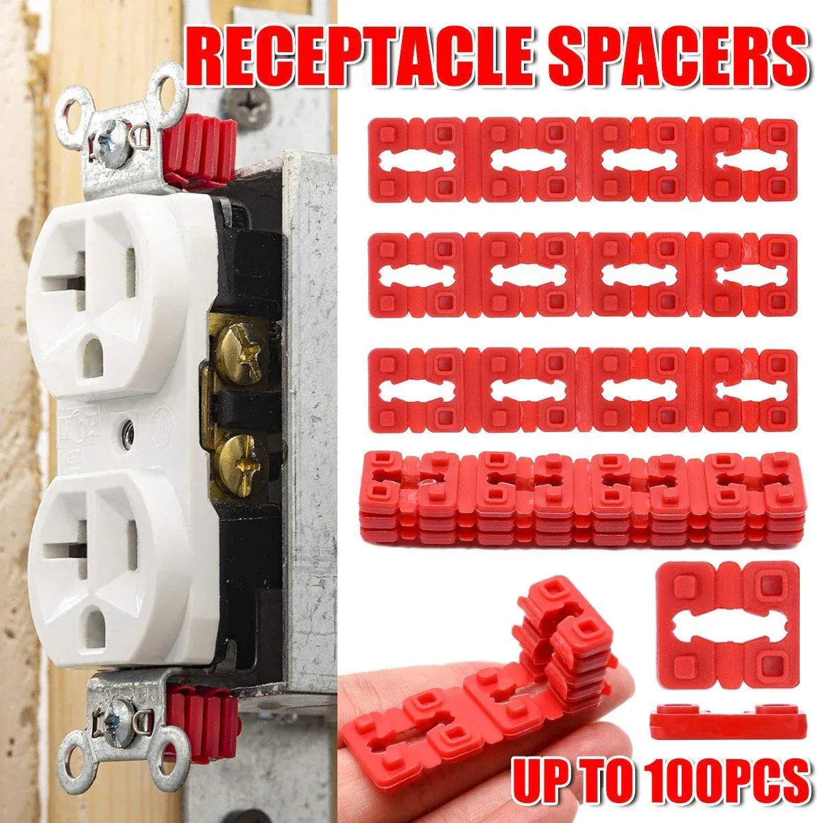 12/100pcs Red Switch and Receptacle Spacers Adjustable Depth Electrical Tool - 12PCS