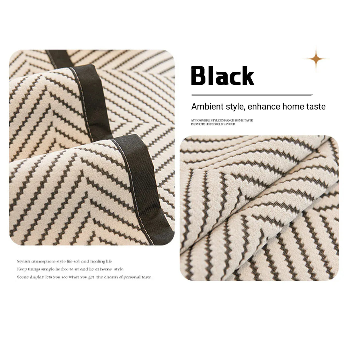 Sofa Cushion Cover Modern Non Slipcover Pad 70x210cm Black