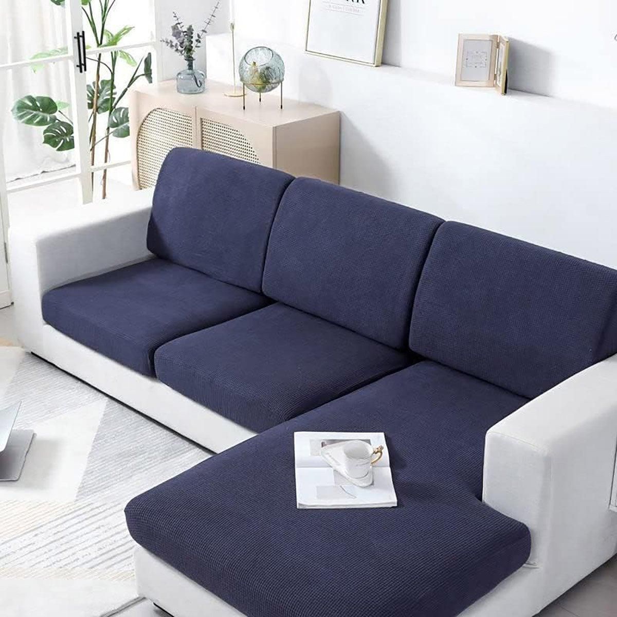 Stretch Sofa Slipcover 4 Seasons Universal Couch Protector Elastic Fabric Cover - Single-Blue