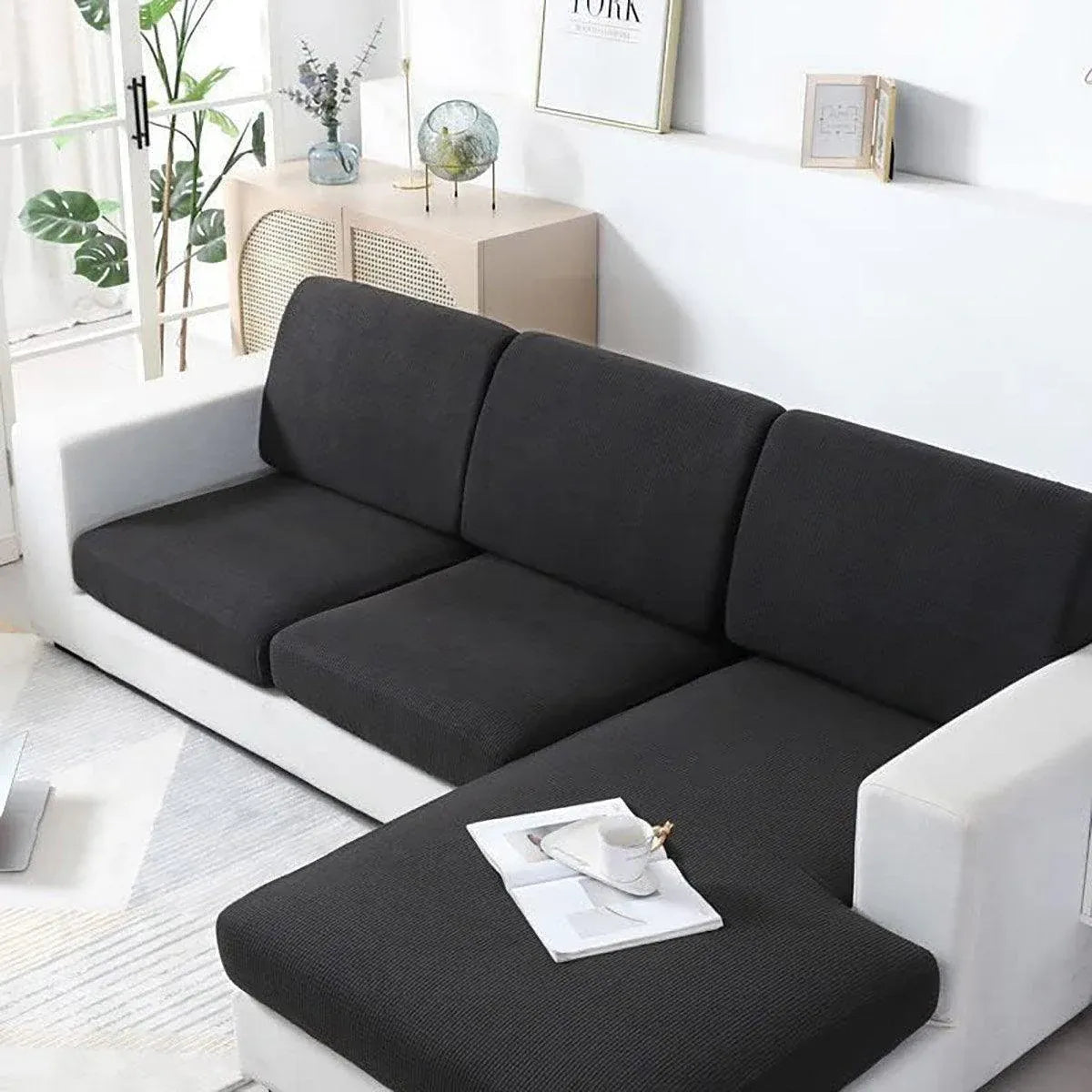 Stretch Sofa Slipcover 4 Seasons Universal Couch Protector Elastic Fabric Cover - Single-Blue