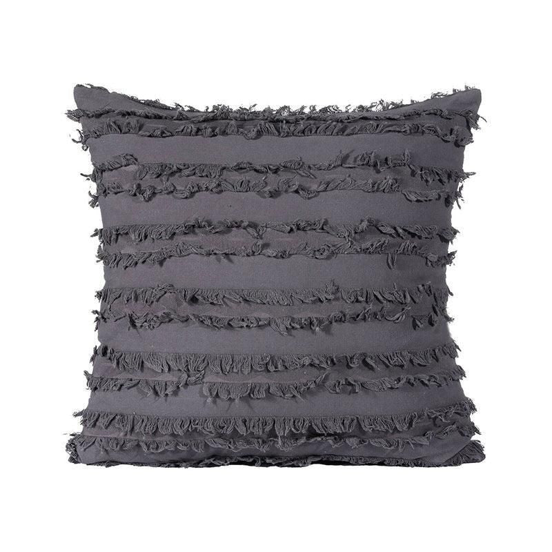 Boho Tassel Fringe Striped Cushion Cover Soft Home Decor Sofa Throw Pillow Case - Grey