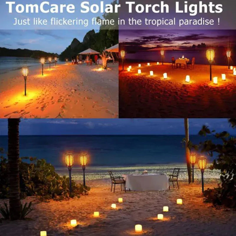 LED Solar Flickering Flame Torch Lights Lamps Solarlamp 12led