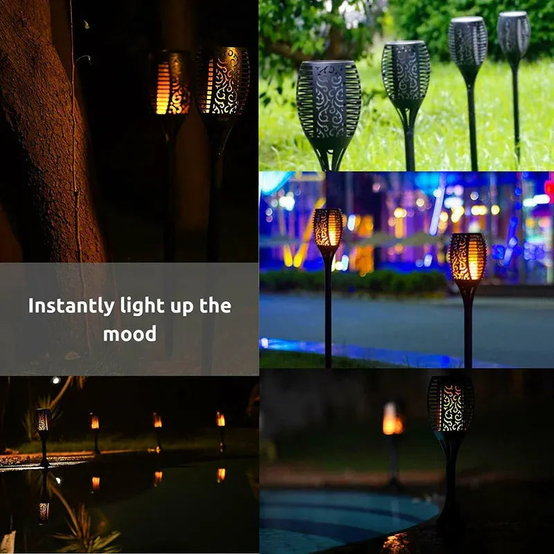 4pcs LED Solar Flickering Flame Torch