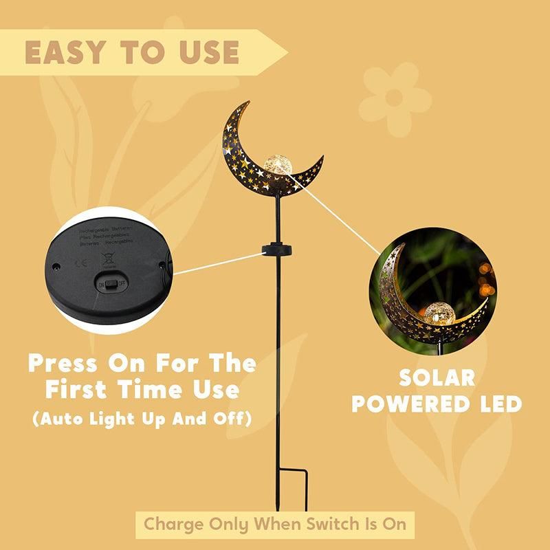 Solar Lights LED Garden Decor Outdoor Path Lights Lawn Light Lantern Lamp - 1X Moon
