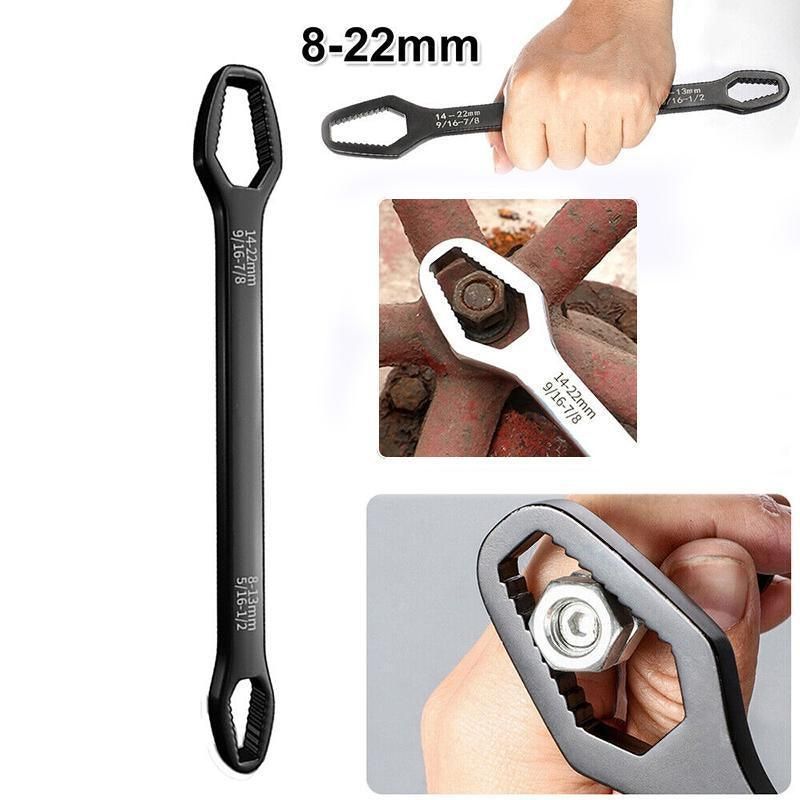 Universal Plum Screw Nuts Wrench 8-22mm Double Head Ratchet Spanner Repair Tools