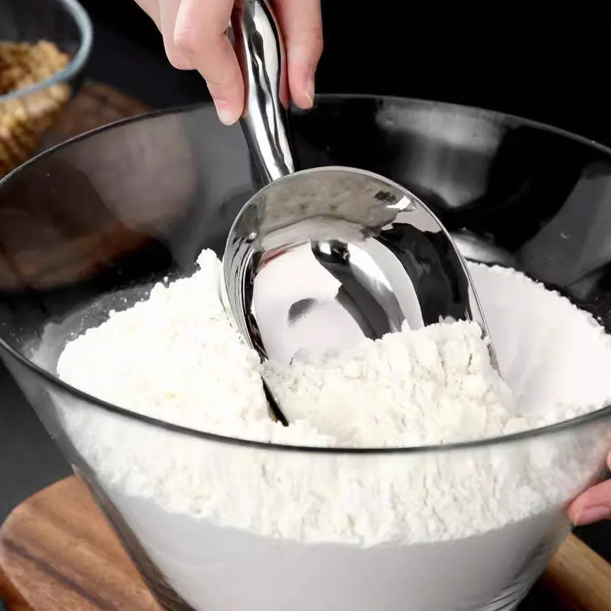 4 Sizes Aluminum Alloy Ice Shovel Flour Rice Scoop Multipurpose Kitchen Tool - XL