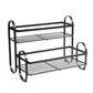 Iron Double Storage Shelf Organiser Durable Metal Rack for Kitchen Bathroom Use - Black