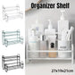 Iron Double Storage Shelf Organiser Durable Metal Rack for Kitchen Bathroom Use - Black