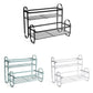 Iron Double Storage Shelf Organiser Durable Metal Rack for Kitchen Bathroom Use - Black