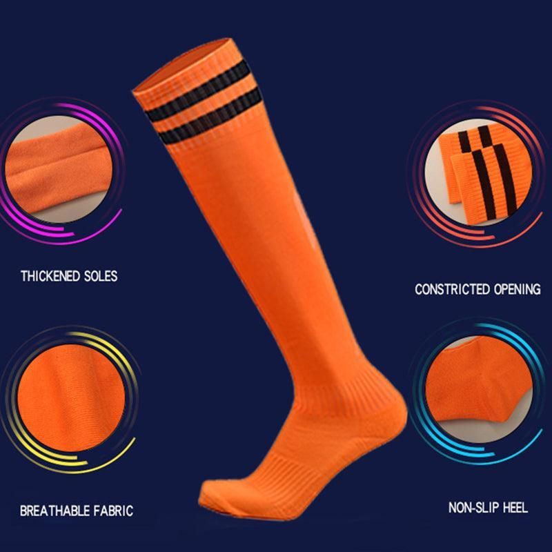 Mens Womens Sports Breathable Tube Long High Socks Knee Warm Casual Footy Soccer - Dark Blue