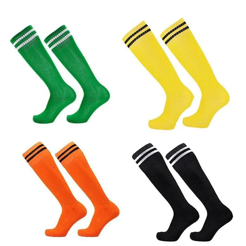 Mens Womens Sports Breathable Tube Long High Socks Knee Warm Casual Footy Soccer - Dark Blue