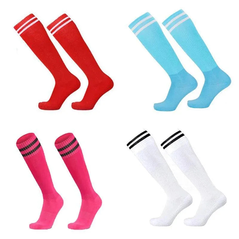 Mens Womens Sports Breathable Tube Long High Socks Knee Warm Casual Footy Soccer - Dark Blue