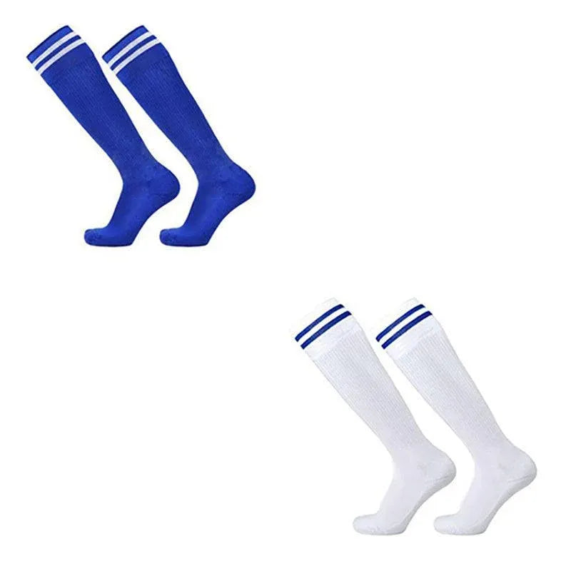 Mens Womens Sports Breathable Tube Long High Socks Knee Warm Casual Footy Soccer - Dark Blue