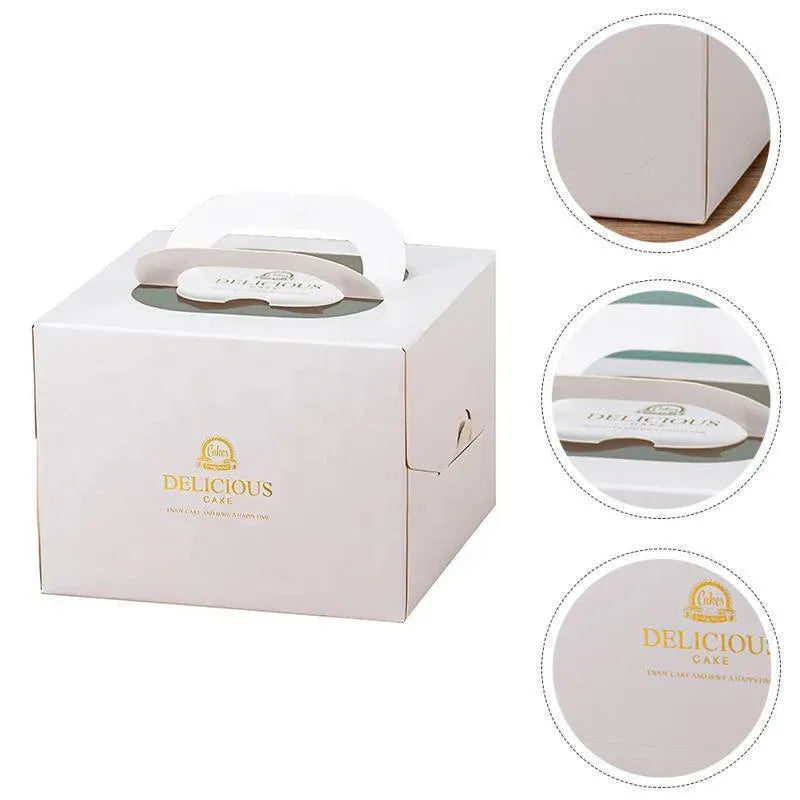 30PCS Grey Portable Cake Boxes Display Window Packing Case with Handle Birthday - 8 inch