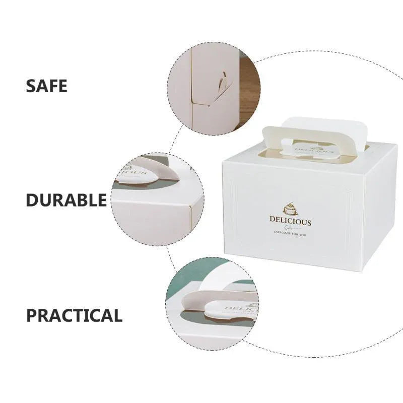 30PCS Grey Portable Cake Boxes Display Window Packing Case with Handle Birthday - 8 inch