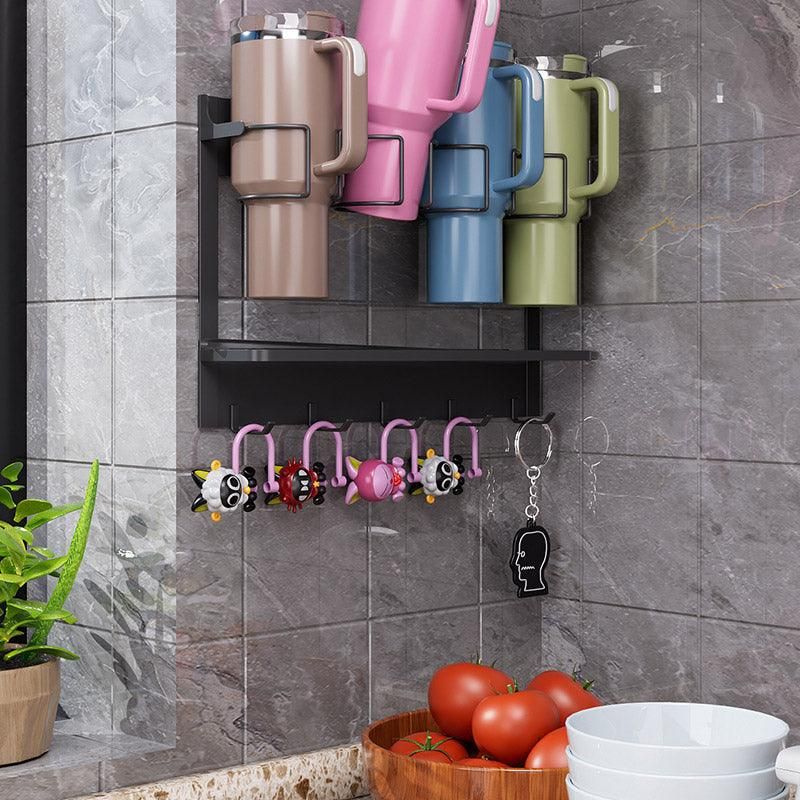 Magnetic Mug Organizer Cup Holder Wall Mount Storage for Kitchen Office Home Use - White