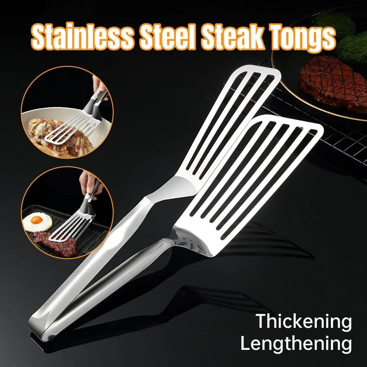 Stainless Steel Steak Tongs Multi Functional Kitchen Tool