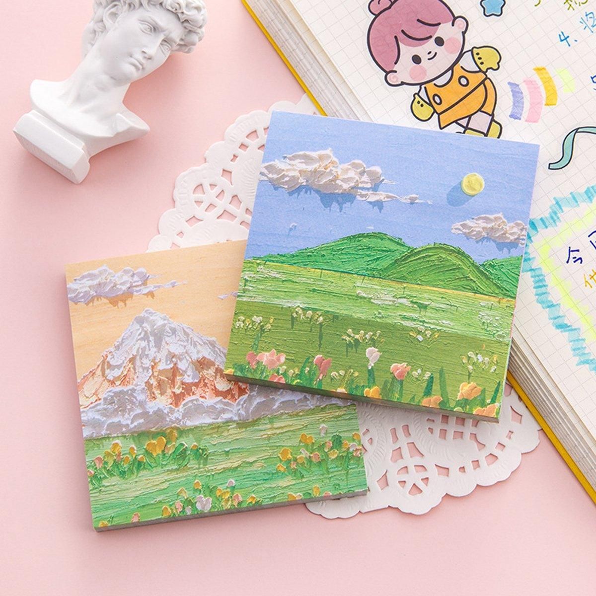 800 Sheets Colorful Oil Painting Sticky Notes Memo Pads Self-Adhesive Notes - 2#