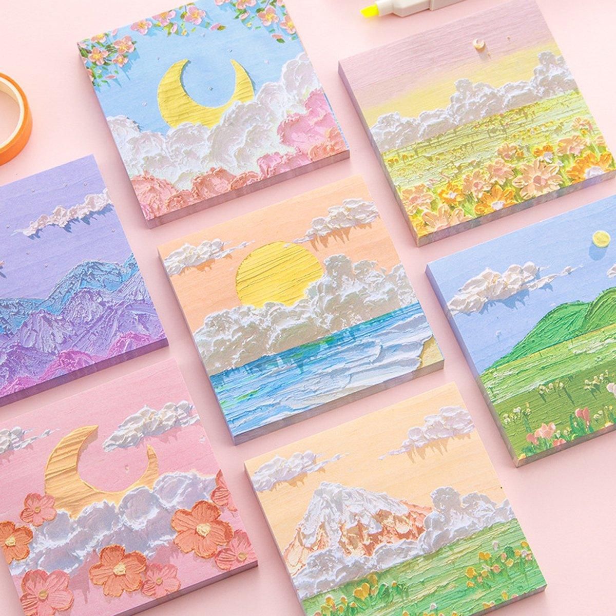 800 Sheets Colorful Oil Painting Sticky Notes Memo Pads Self-Adhesive Notes - 2#