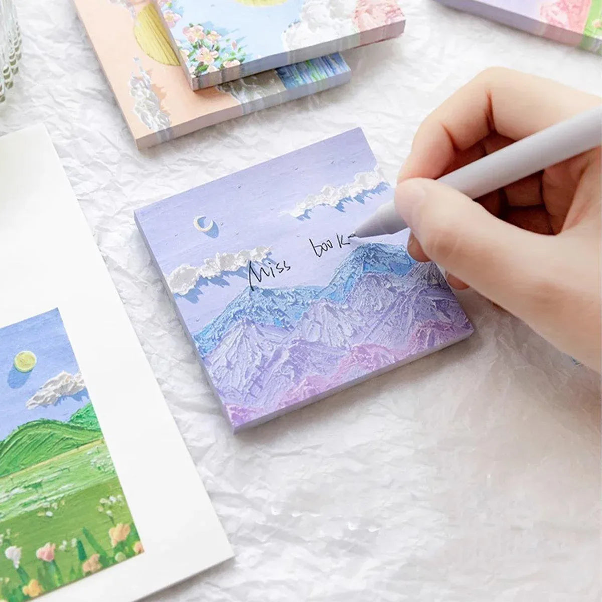 800 Sheets Colorful Oil Painting Sticky Notes Memo Pads Self-Adhesive Notes - 2#