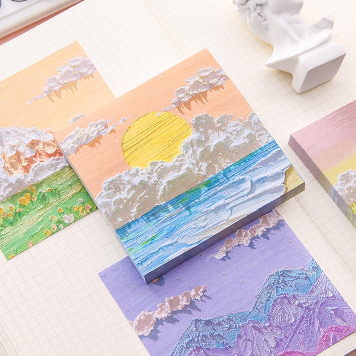800 Sheets Colorful Oil Painting Sticky Notes Memo Pads Self-Adhesive Notes - 2#