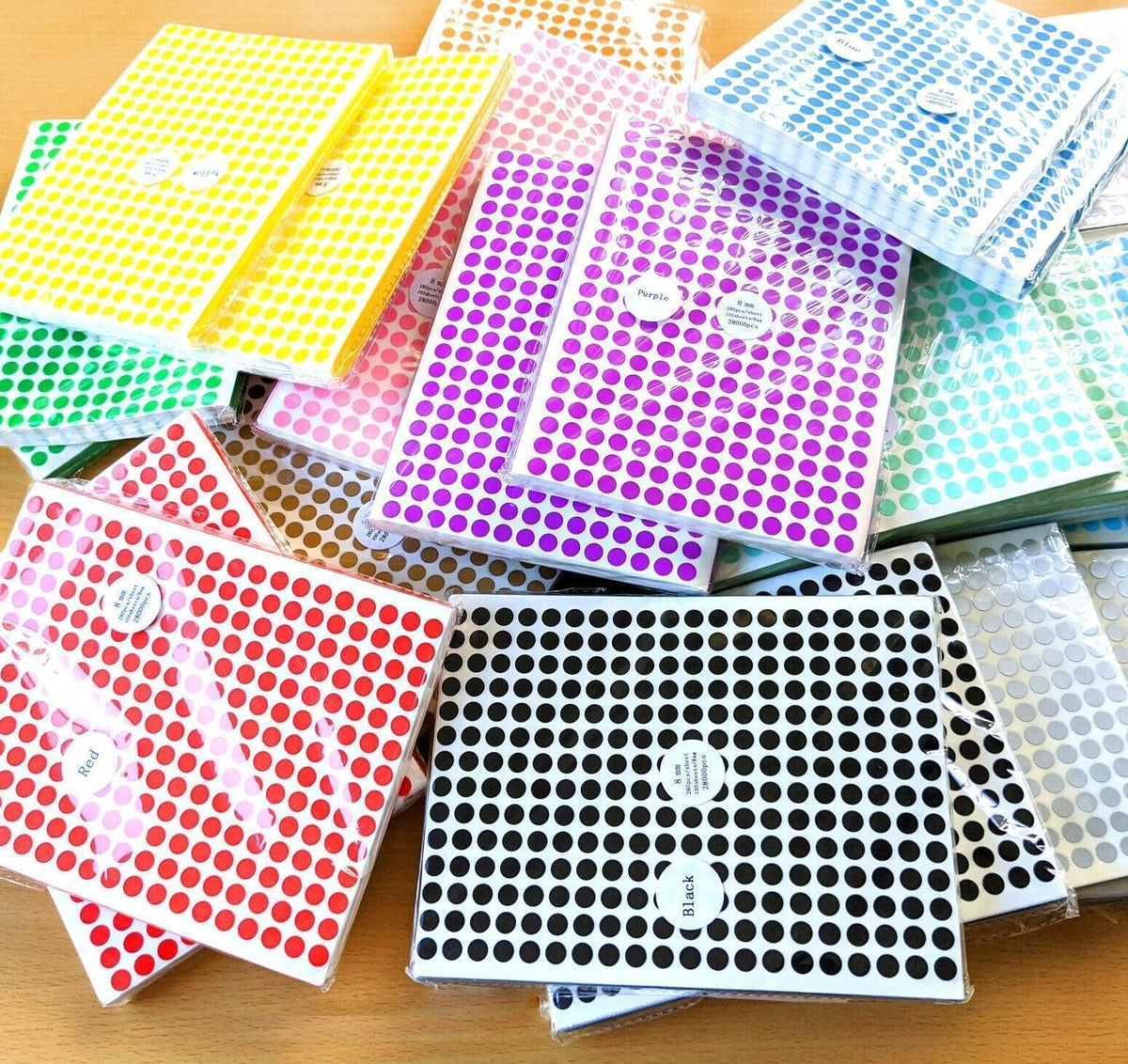 Red Assorted Sizes Colour Sticker Dots Adhesive Round Labels Circular Spot Scrapbook - 8mm*260 Dots