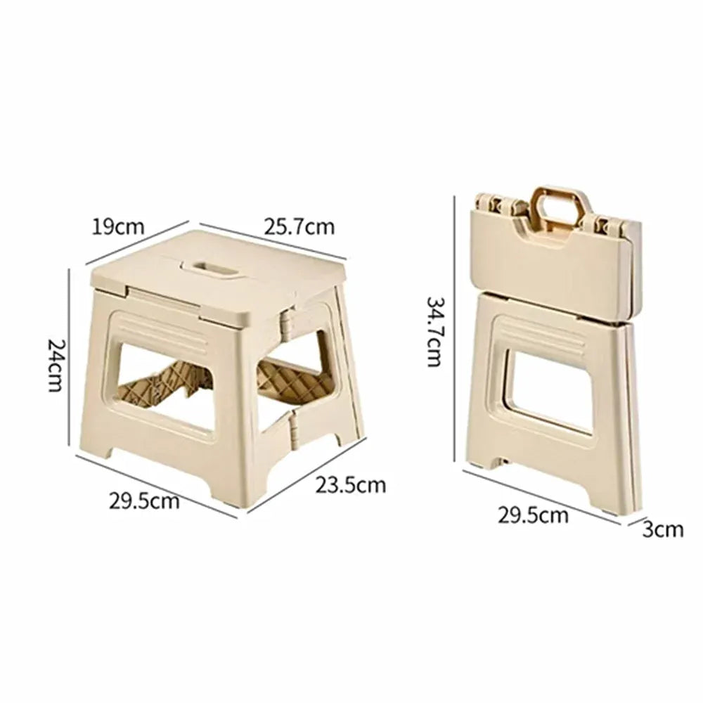 Portable Outdoor Plastic Folding Stool Lightweight Foldable For Camping Picnic - Brown