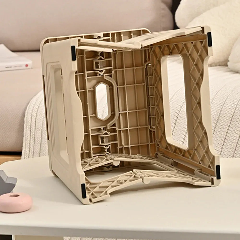 Portable Outdoor Plastic Folding Stool Lightweight Foldable For Camping Picnic - Brown