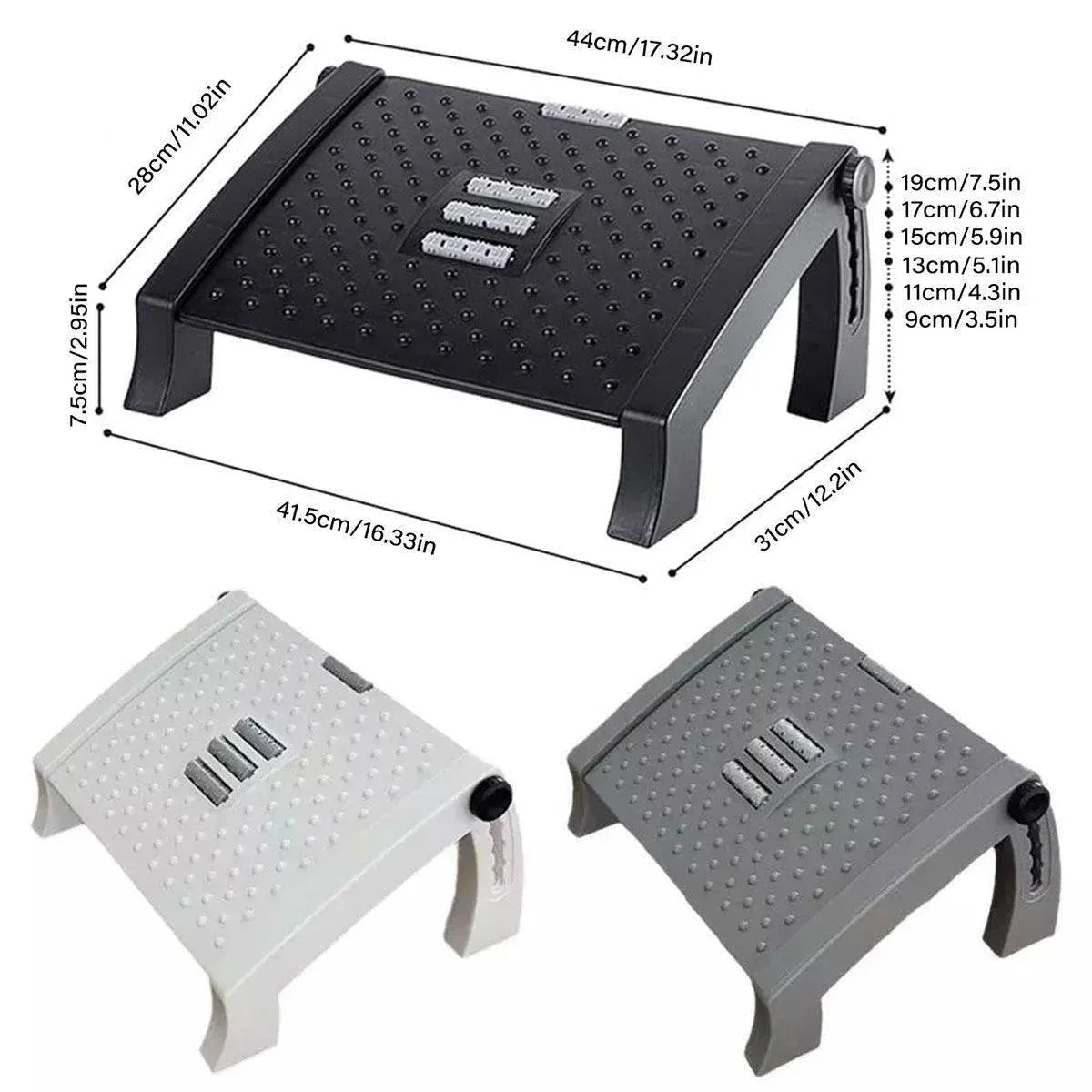 1PC Adjustable Office Foot Rest Pedal Stool Sofa Leg Support for Home or Desk Use - Grey