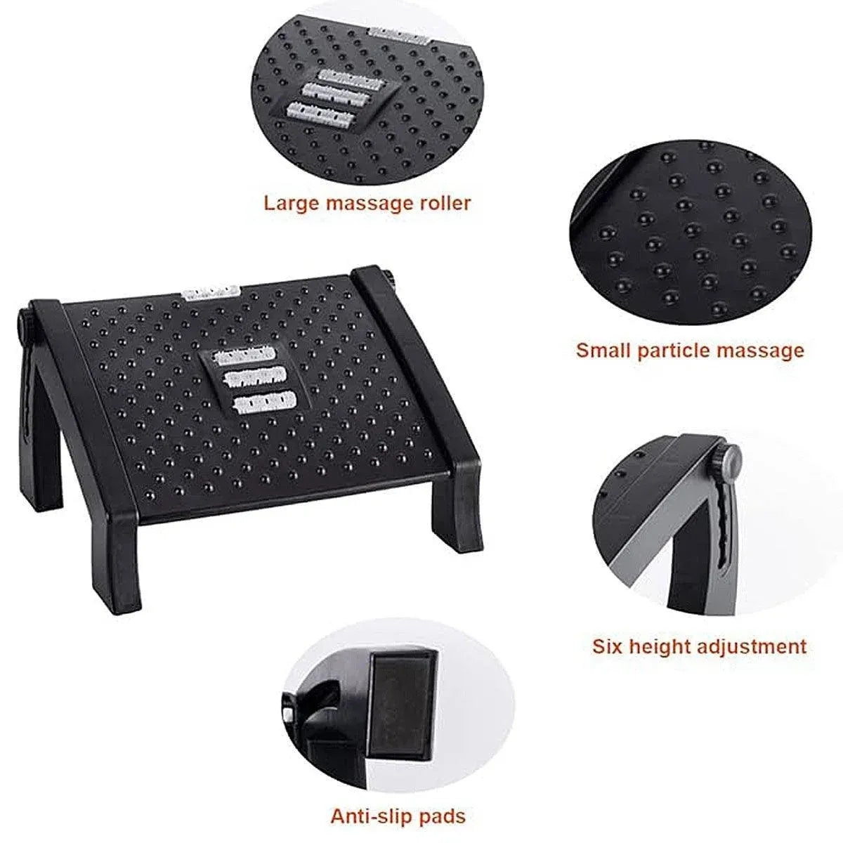 1PC Adjustable Office Foot Rest Pedal Stool Sofa Leg Support for Home or Desk Use - Grey