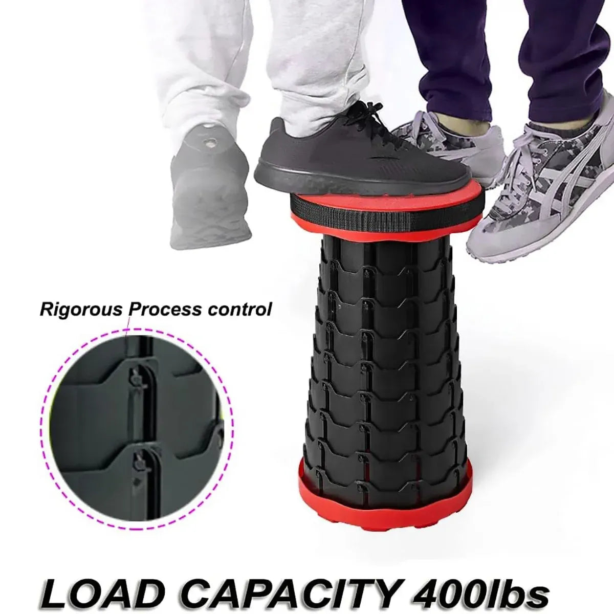 Portable Telescopic Folding Stool Travel Outdoor Seat Compact Retractable Chair - Orange